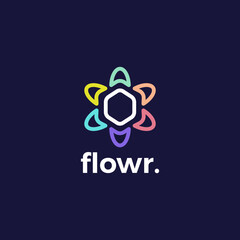 Abstract flower logo. flower and box logo concept flat shape style.