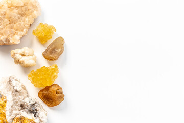 Crystal mineral stones texture - set of shiny gemstone