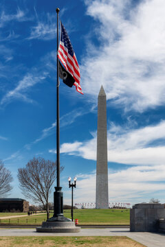 Washington Monument and American flag, Washington, DC