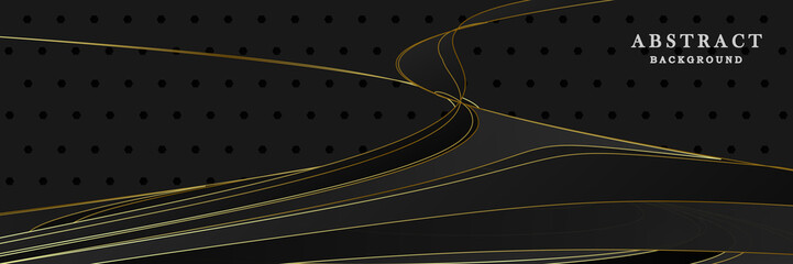 Abstract black background with gold lines