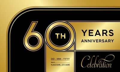 60th anniversary logo. Anniversary celebration logo design golden anniversary for booklet, flyer, magazine, brochure poster, web, invitation or greeting card. vector illustrations.