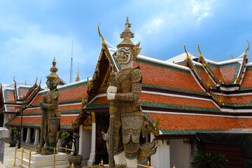 Fototapeta premium Giants statue at Wat Phra Kaew, Temple of the Emerald Buddha, Bangkok, Thailand.