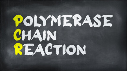 POLYMERASE CHAIN REACTION(PCR) on chalkboard