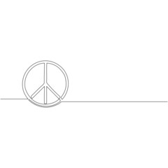 Peace sign - continuous one line drawing. Minimalistic line art. Peace and respect concept.