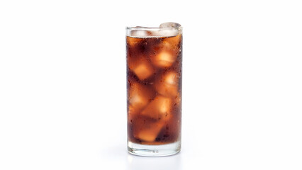 Ice black soft drink on a white background.