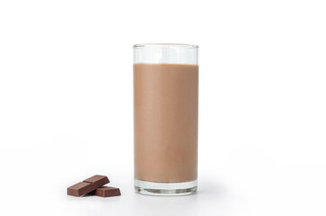 Chocolate milk on a white background.