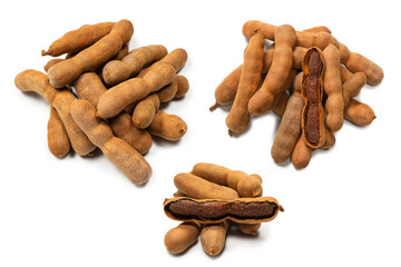Sweet tamarind isolated on white background.