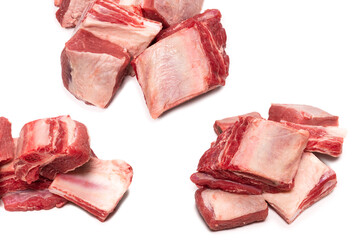 Raw beef ribs isolated on white background.