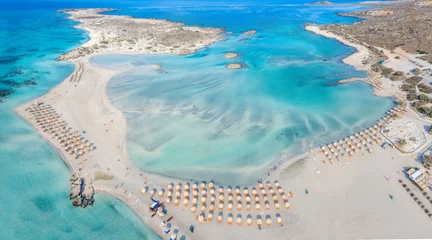 Deurstickers Elafonissi Strand, Kreta, Griekenland Luchtmening van Elafonissi-strand, Kreta, Griekenland