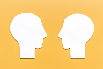 Two shape of men head - connection and communication concept