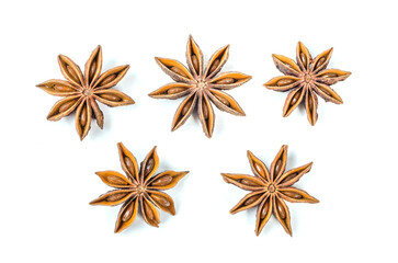 Fototapeta na wymiar Fragrant spice star anise isolated on white background