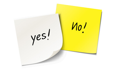 Overlapping Paper Notes with handwritten Yes and No
