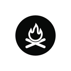 Fire is burning the branch vector illustration. Campground icon.Camp map marker.