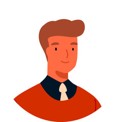 Man Portrait at Round White Frame Cartoon Illustration