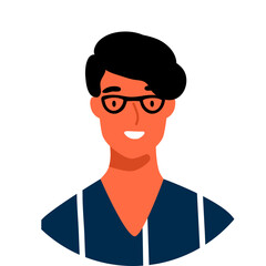 Happy Man Face on Round White Background Illustration