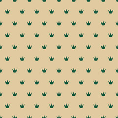 Beige seamless pattern with green crowns.