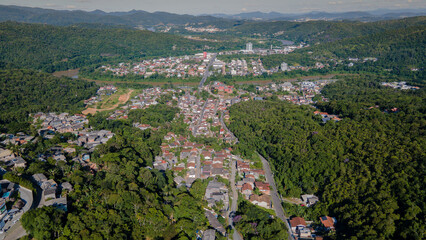 Fototapeta na wymiar Panoramic aerial image of the city of Blumenau