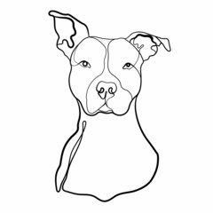 Vector illustration of dog seventeenth style minimal single row. Portrait
