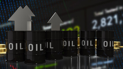 The gold coins and oil tank on business background 3d rendering