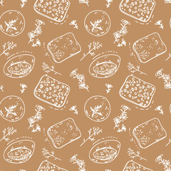 seamless pattern with hand drawn breads
