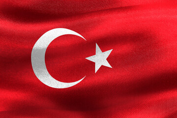 3d rendering flag of Turkey with realistic waving fabric surface.