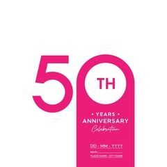50th anniversary logo. Anniversary celebration logo design with pink color for booklet, flyer, magazine, brochure poster, web, invitation or greeting card. vector illustrations.