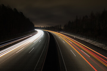 long exposure of a German autobahn at night
