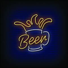 Beer Neon Signs Style Text Vector