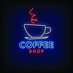 Coffee Shop Neon Signs Style Text Vector