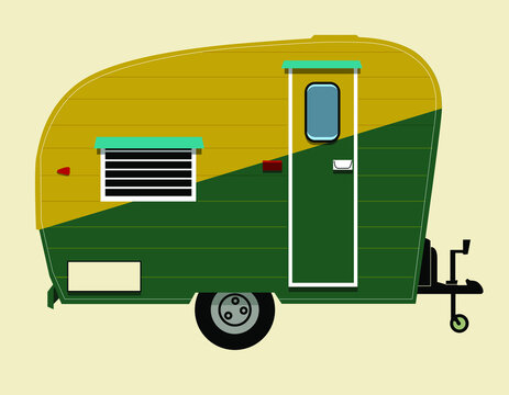 Mini caravan. Vector without gradients on one layer