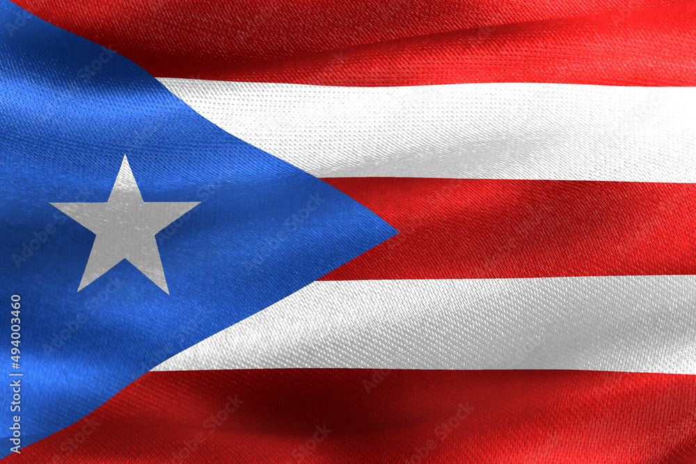 Poster 3d rendering flag of puerto rico with realistic waving fabric surface.