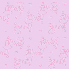 Seamless pattern of pink clouds