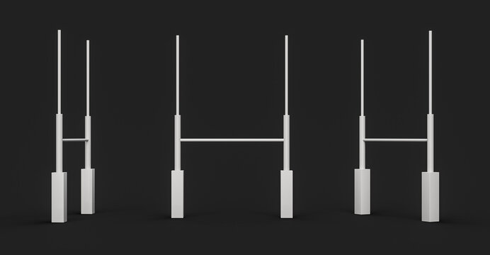 3D rendered rugby post with isolated on dark background