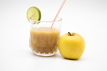 apple juice isolate on white, closeup