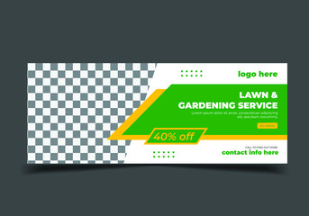 Lawn garden or landscaping social media banner template, web banner template