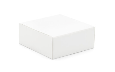 White cardboard box isolated on white background with clipping path. Suitable for packaging.