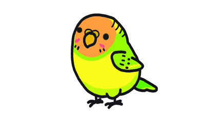 yellow green bird cartoon. yellow green bird doodle.