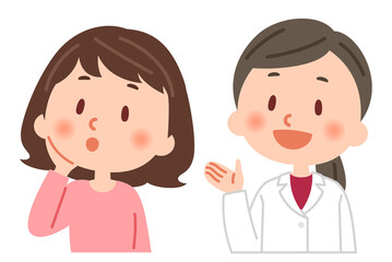 説明をする医師と説明を聞く女性
