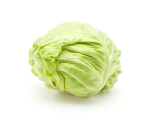 Fresh cabbage with droplets of water isolated on white background.,