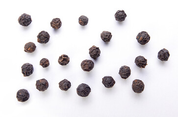 Black pepper isolated on white background with shadow