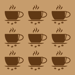 set of coffee cups brown vector graphic design,illustration,