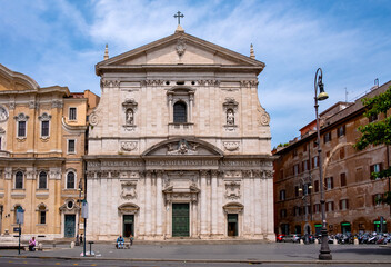 Santa Maria in Vallicella church of Oratorian order, known as Chiesa Nuova, at Corso Vittorio Emanuele II in historic center of Rome in Italy - 494008233