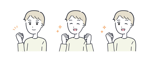 ガッツポーズをする男性のイラスト素材