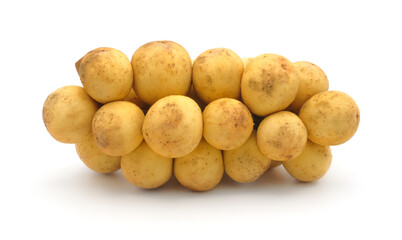 Longkong fruit isolated on white background. Tropical fruit and seasonal fruit from south of Thailand. Scientific name called Lansium domesticum.