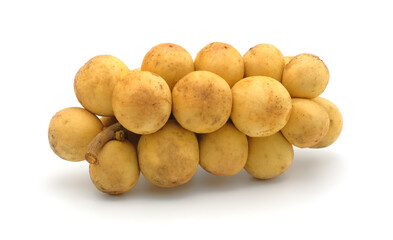 Longkong fruit isolated on white background. Tropical fruit and seasonal fruit from south of Thailand. Scientific name called Lansium domesticum.
