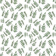 Hand drawn pattern with leaves. Illustration in green tones. Great for decor, textiles, packaging, printing and the internet. Set of leaves in gentle and pastel style. Leaves pattern