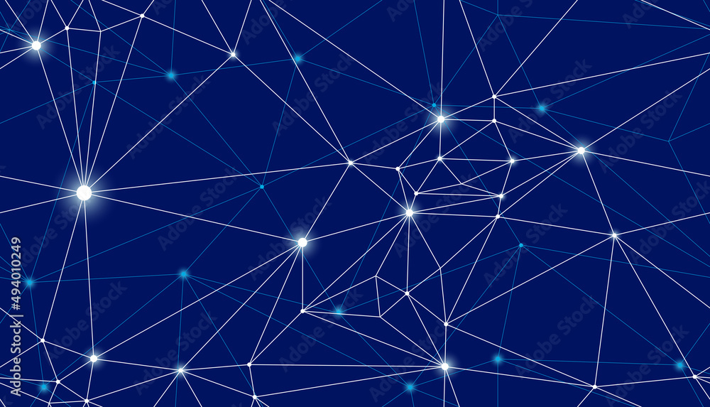 Poster technology communication seamless vector pattern with connected thin lines, blue endless wallpaper b