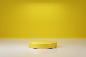 Simple clean podium and wall for product presentation in single color. 3d rendering illustration.