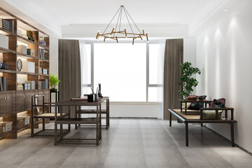 3d rendering business meeting and working room in home office asian style