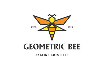 Colorful Geometric Bug Bee Bumblebee for Honey or Kids Play Logo Design Vector